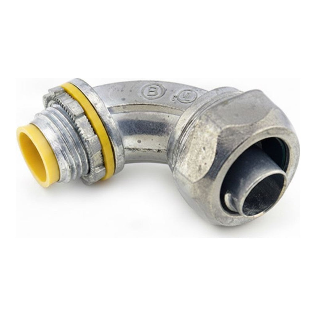 Steel City® 1290LTCONN Liquid-Tight 90° Connector, 1/2 in, Die-Cast Zinc
