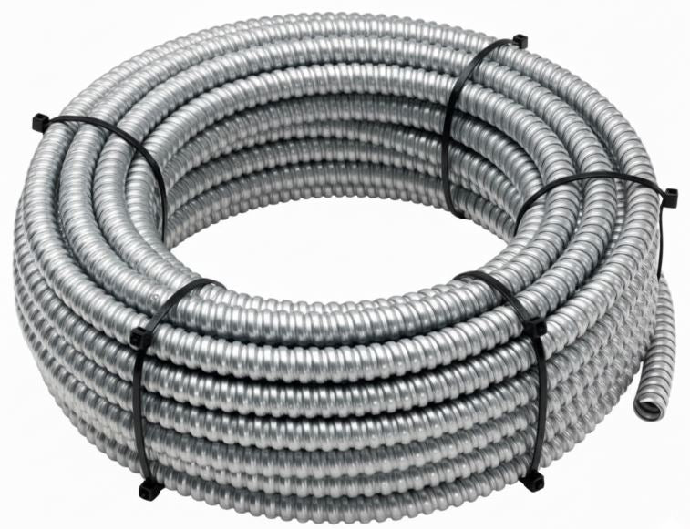 Steel City® GF Steel Flexible Conduit, 3/4 in, 100 ft Coil, Galvanized Steel