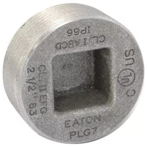 Crouse-Hinds PLG6 Recessed Head Conduit Plug, 2 in, For Use With Threaded IMC/Rigid Conduit Hub, Feraloy® Iron Alloy, Aluminum Acrylic Painted/Electro-Galvanized