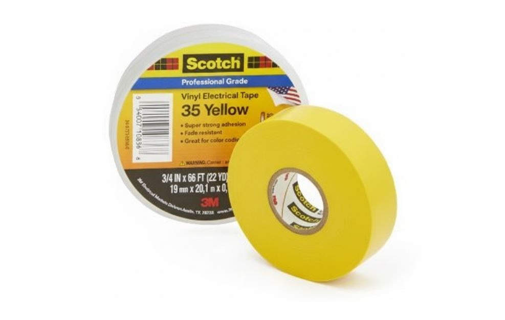 3M™ 35 Vinyl Color-Coding Tape, Yellow, 3/4 in x 66 ft