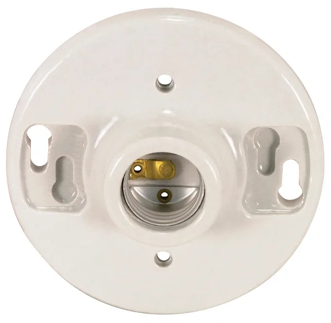 SATCO® 90-445 Keyless Ceiling Receptacle, 250 VAC, Glazed Porcelain