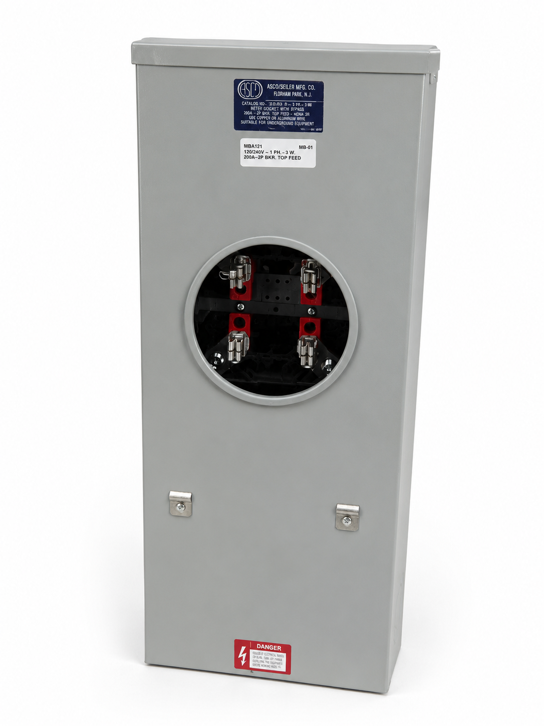 ASF® Pull-Out Meter Base, 200 A, 1-Phase, Overhead Aerial, Galvanized
