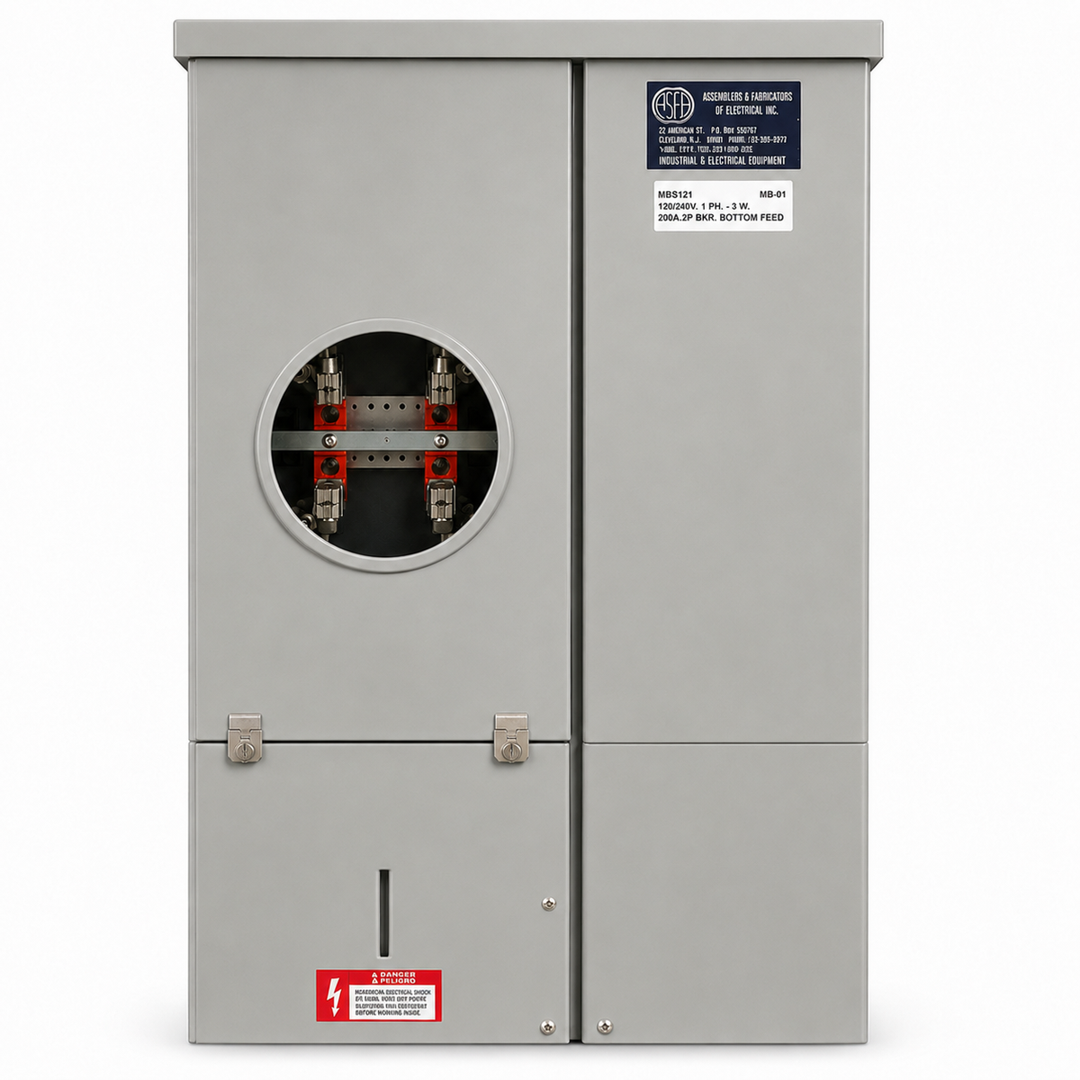 ASF® Meter Bank, 4-Socket, 200 A, 1-Phase, Underground, Galvanized Steel