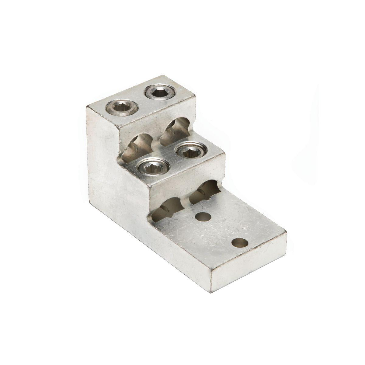BURNDY® K22A39U2 K22A-U Dual Rated Universal Mechanical Bolted Lug and Terminal, 1/0 AWG to 750 kcmil Copper/Stranded Aluminum Conductor, 3/8 in Stud, 4 Bolt Holes, Aluminum