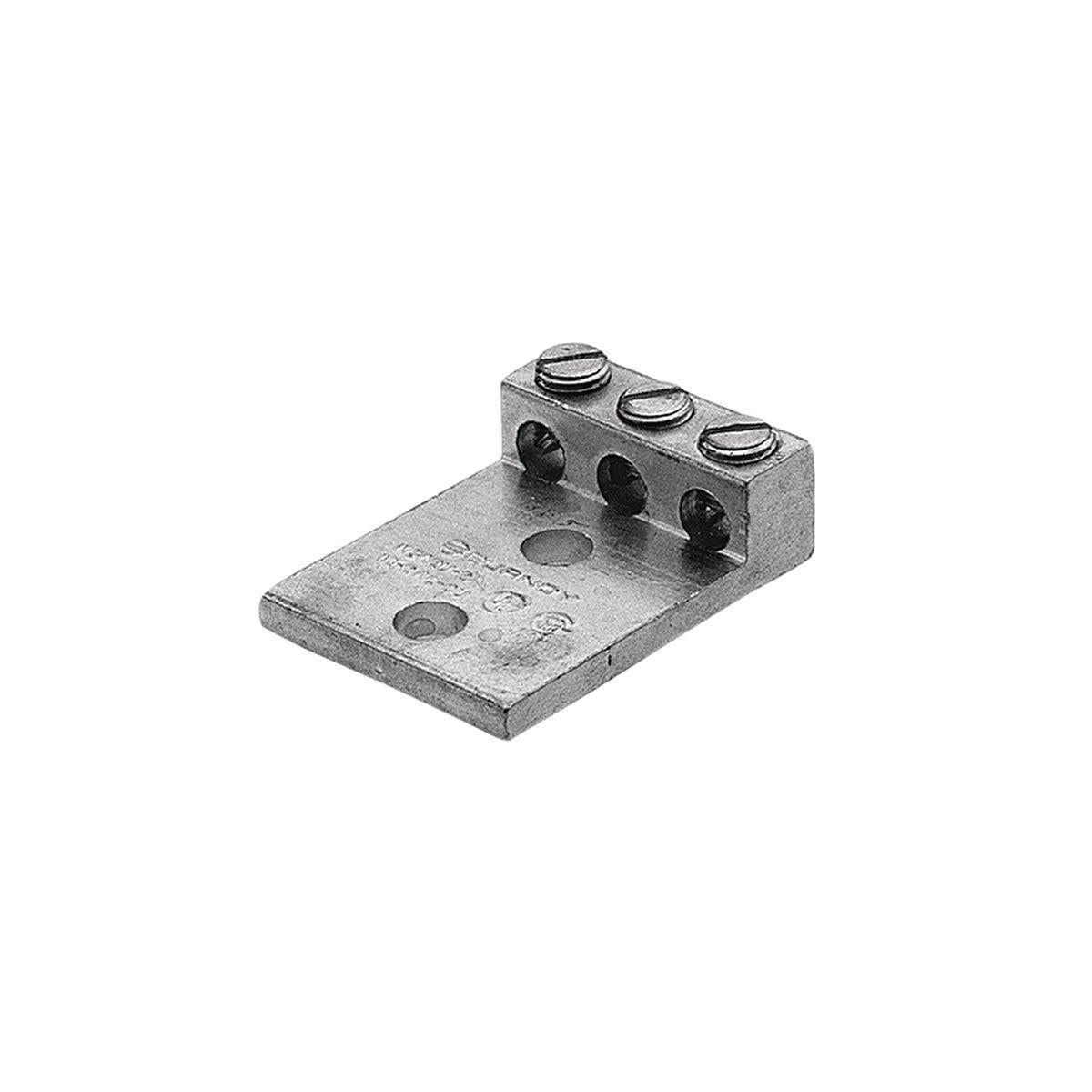 BURNDY® K3A25U2 K3A-U Dual Rated Universal Mechanical Bolted Lug and Terminal, 14 to 1/0 AWG Copper/Stranded Aluminum Conductor, 3/8 in Stud, 2 Bolt Holes, Aluminum