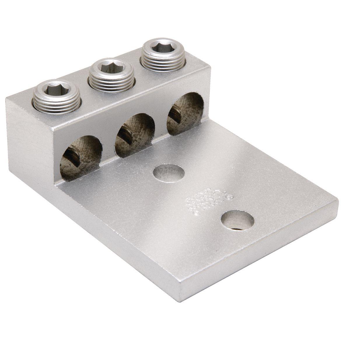 BURNDY® K3A31U2N K3A-U Dual Rated Universal Mechanical Bolted Lug and Terminal, 6 AWG to 350 kcmil Copper/Stranded Aluminum Conductor, 1/2 in Stud, 2 Bolt Holes, Aluminum