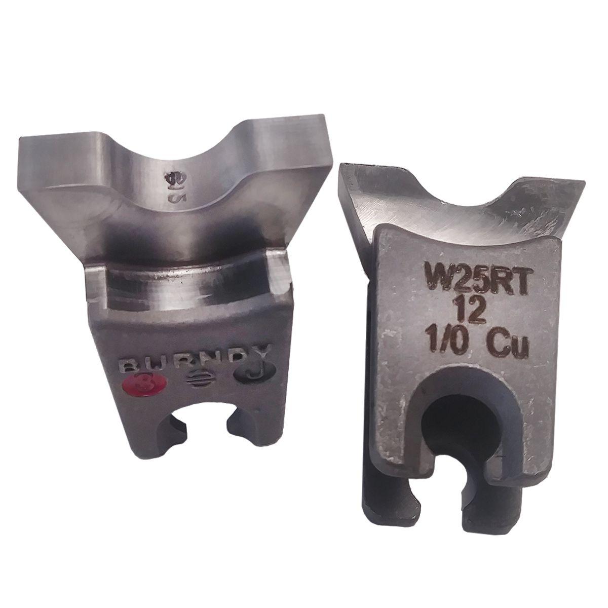BURNDY® W25RT Style W Lug Crimping Die Set, 1/0 AWG Copper Cable, Stainless Steel