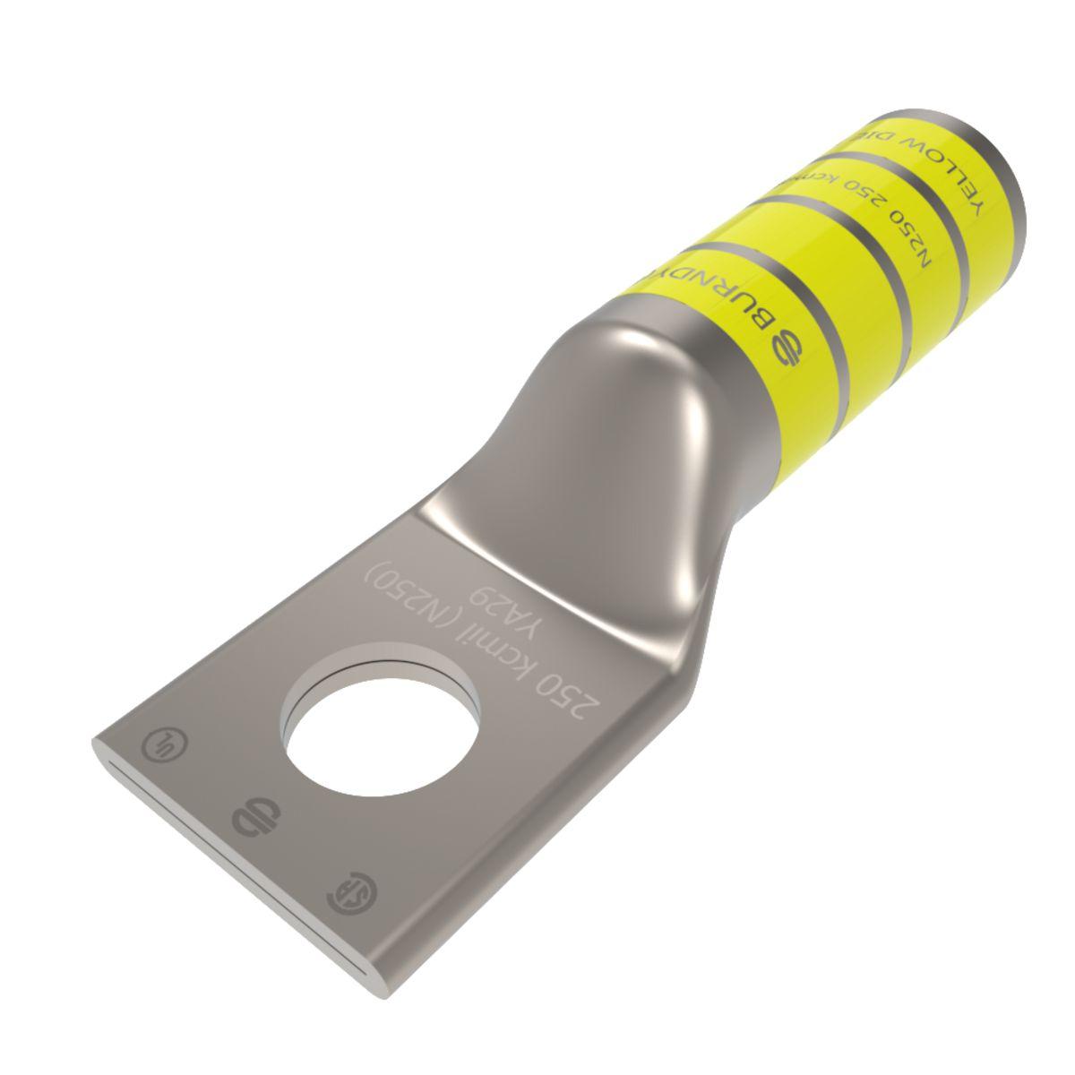 BURNDY® HYLUG™ YA29 1-Hole Compression Lug, 250 kcmil Stranded Copper Conductor, Die Code: 16, 1/2 in Stud, Tin Plated Copper