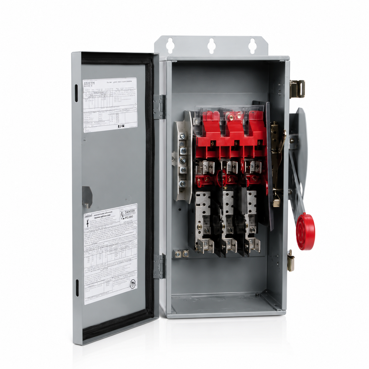 EATON DH322NGK K Series Fusible Heavy Duty Single Throw Safety Switch With Neutral, 240 VAC, 60 A, 3 hp, 7-1/2 hp, 10 hp, 15 hp, TPST Contact, 3 Poles