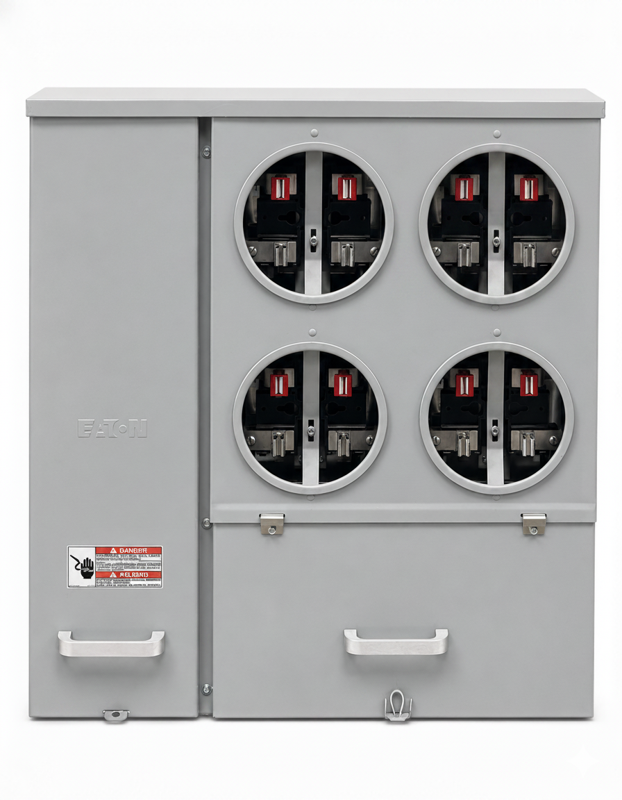 Eaton® MP14124RG Meter Base, 4-Position, 100 A, Galvanized