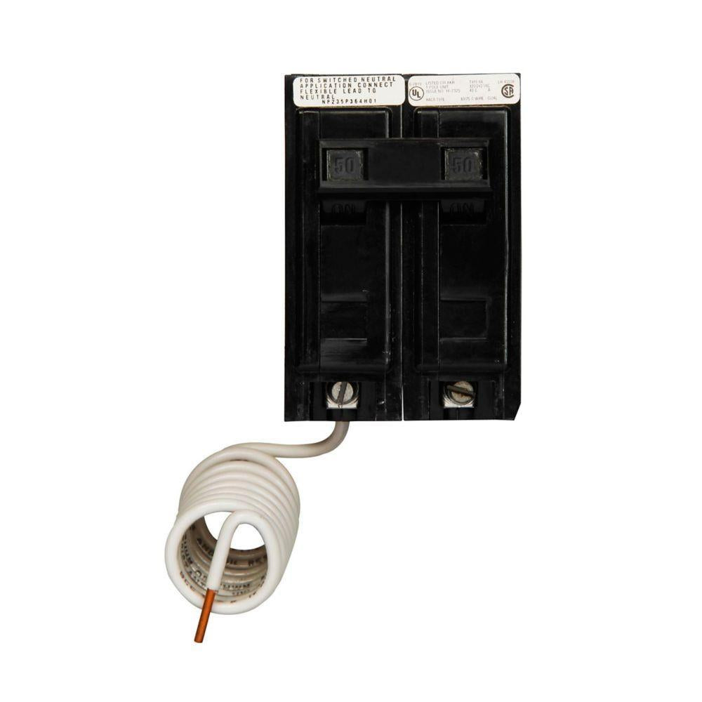 EATON QuickLag® BAB2050 Type BAB Molded Case Circuit Breaker, 120/240 VAC, 50 A, 10 kA Interrupt, 2 Poles, Non-Interchangeable Thermal Magnetic Trip