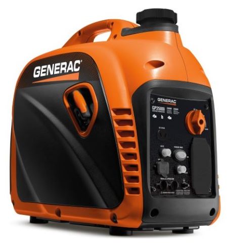 Generac® GP2500i Portable Inverter Generator, 2200W Running / 2500W Starting, 98cc OHV, Recoil Start, 120V, COsense