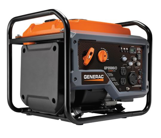 Generac® GP3500iO Portable Open Frame Inverter Generator, 3000W Running / 3500W Starting, 212cc OHV, Recoil Start, 120V
