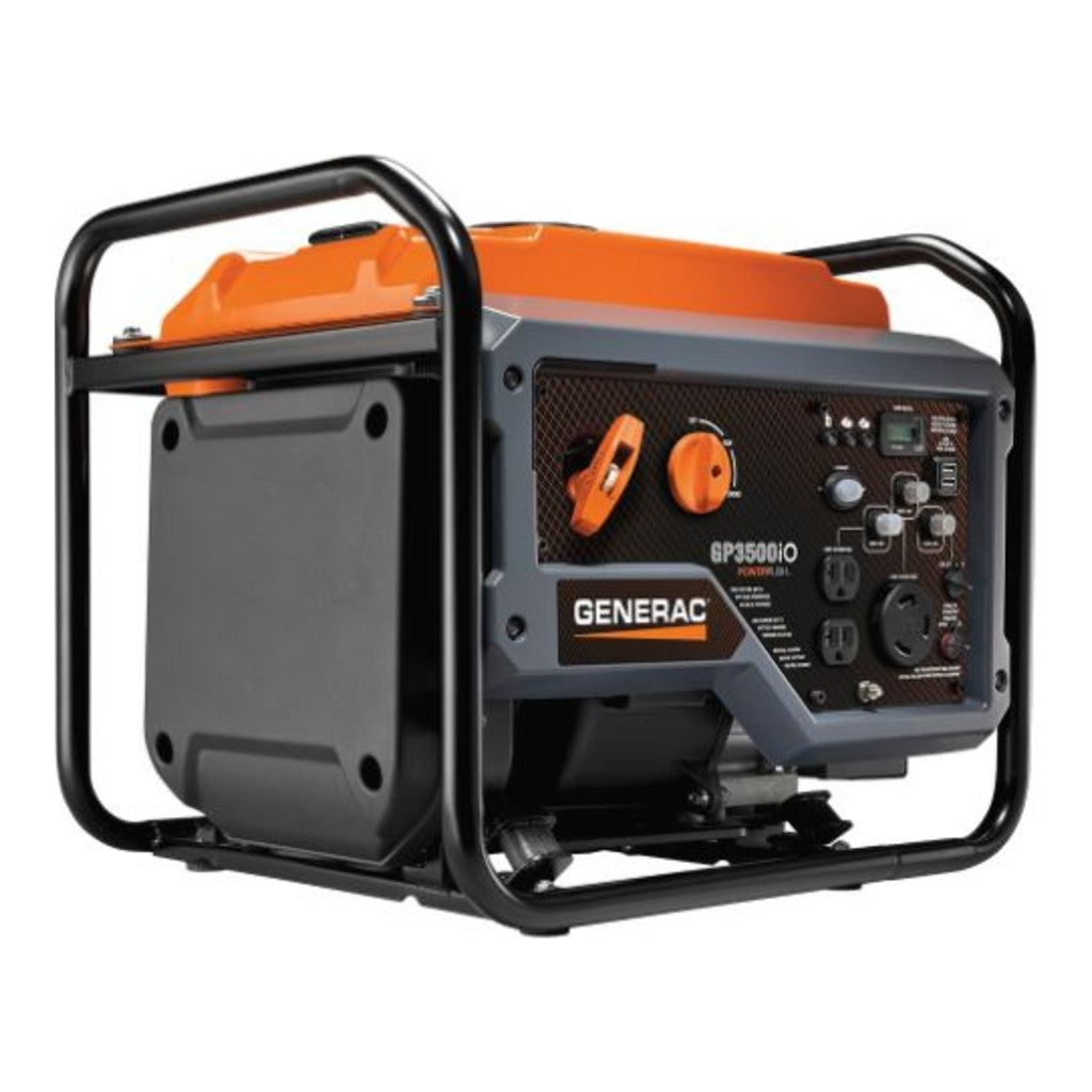 Generac® GP3500iO Portable Open Frame Inverter Generator, 3000W Running / 3500W Starting, 212cc OHV, Recoil Start, 120V
