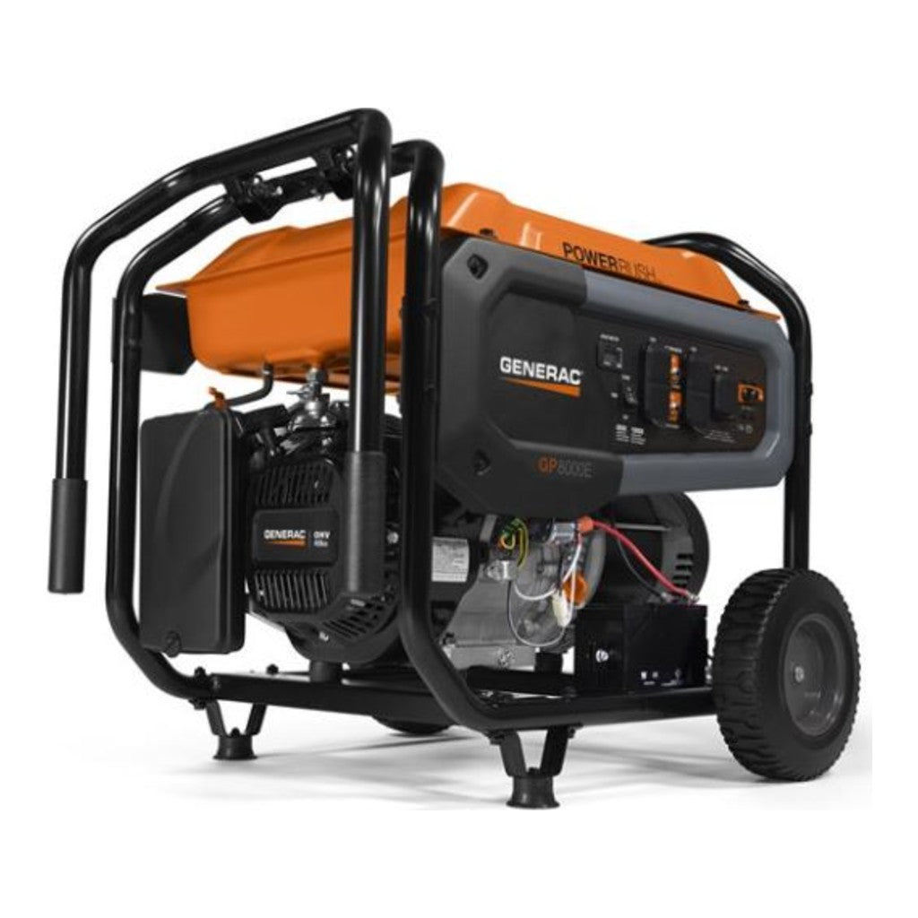 Generac® GP8000E Portable Generator, 8000W Running / 10000W Starting, 420cc OHV, Electric Start, 120/240V, COsense, HomeLink Compatible