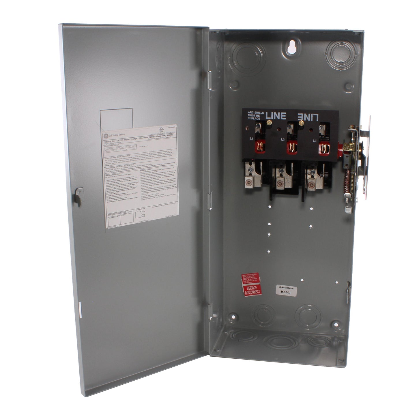 GE Spec-Setter TGN3323 General Duty Non-Fusible Safety Switch, 240 VAC, 100 A, 15/hp Standard Fuse/30 hp Time Delay, 3 Poles