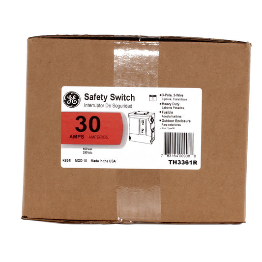ABB Spec-Setter TH3361R TH Series Fusible Heavy Duty Safety Switch, 600 VAC, 30 A, 7-1/2 hp Standard Fuse/20 hp Time Delay, 3 Poles