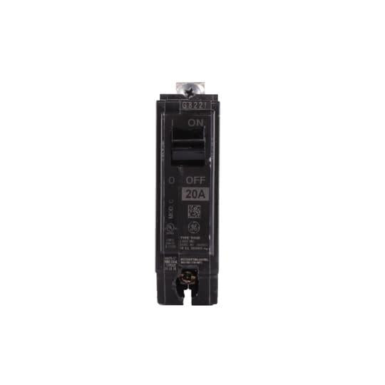 GE THQB1120 Type THQB Molded Case Miniature Circuit Breaker, 120/240 VAC, 20 A, 10 kA Interrupt, 1 Pole, Common/LI/Thermal Magnetic Trip