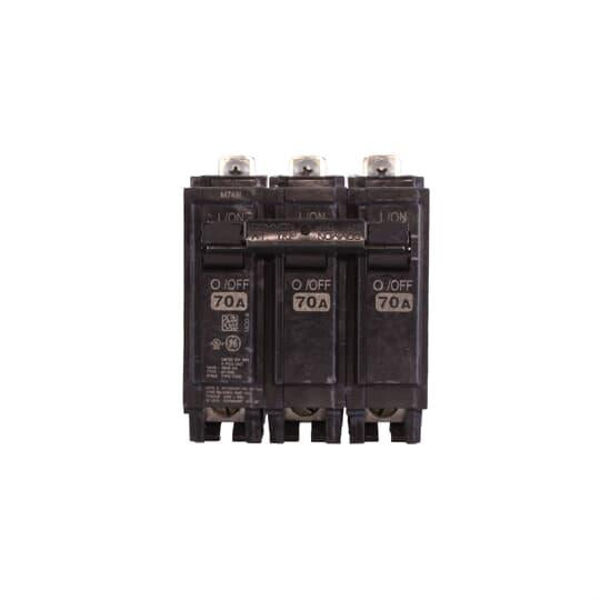 GE THQB32070 Type THQB Molded Case Miniature Supplementary Protector, 240 VAC, 70 A, 10 kA Interrupt, 3 Poles, Common/LI/Thermal Magnetic Trip