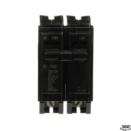 ABB Q-Line® THQL21100 Type THQL Molded Case Circuit Breaker, 120/240 VAC, 100 A, 10 kA Interrupt, 2 Poles, LI/Non-Interchangeable Thermal Magnetic Trip