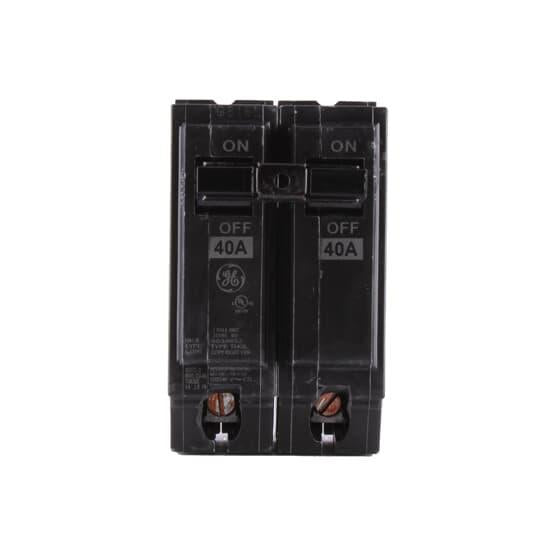 GE Q-Line® THQL2140 Type THQL Molded Case Circuit Breaker, 120/240 VAC, 40 A, 10 kA Interrupt, 2 Poles, LI/Non-Interchangeable Thermal Magnetic Trip