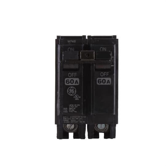 GE Q-Line® THQL2160 Type THQL Molded Case Circuit Breaker, 120/240 VAC, 60 A, 10 kA Interrupt, 2 Poles, LI/Non-Interchangeable Thermal Magnetic Trip