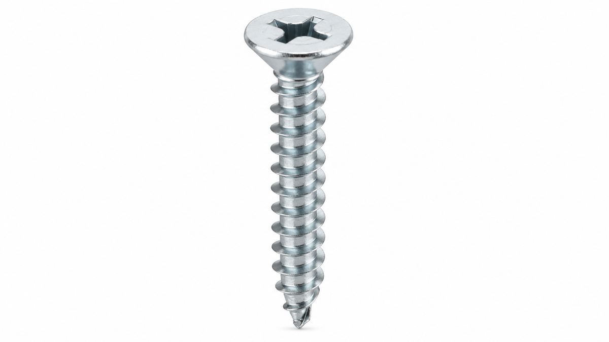 #10 x 1 Flat Head Self-Tapping Sheet Metal Screw, Zinc Plated