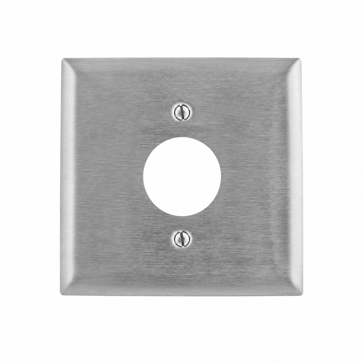 Hubbell® SS749 Wallplate, 2-Gang, 1) 1.60" Single Receptacle Opening, Standard Size, Stainless Steel