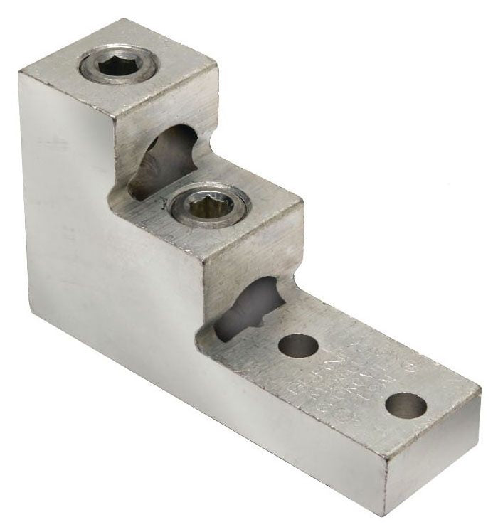 BURNDY® K11A39U2 K11A-U Dual Rated Universal Mechanical Bolted Lug and Terminal, 1/0 AWG to 750 kcmil Copper/Stranded Aluminum Conductor, 3/8 in Stud, 2 Bolt Holes, Aluminum