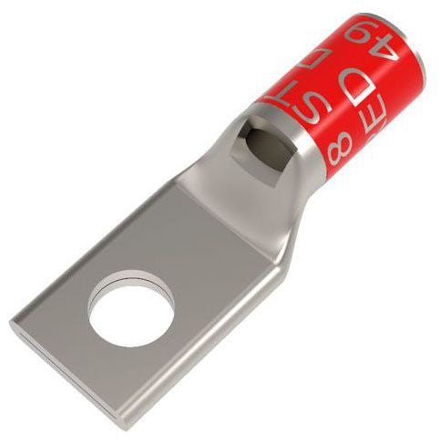 BURNDY® HYLUG™ YA8CL1BOX YA-L 1-Hole Compression Lug With Inspection Window, 8 AWG Flexible/Solid/Stranded Copper Conductor, Die Code: 49, 1/4 in Stud, Copper