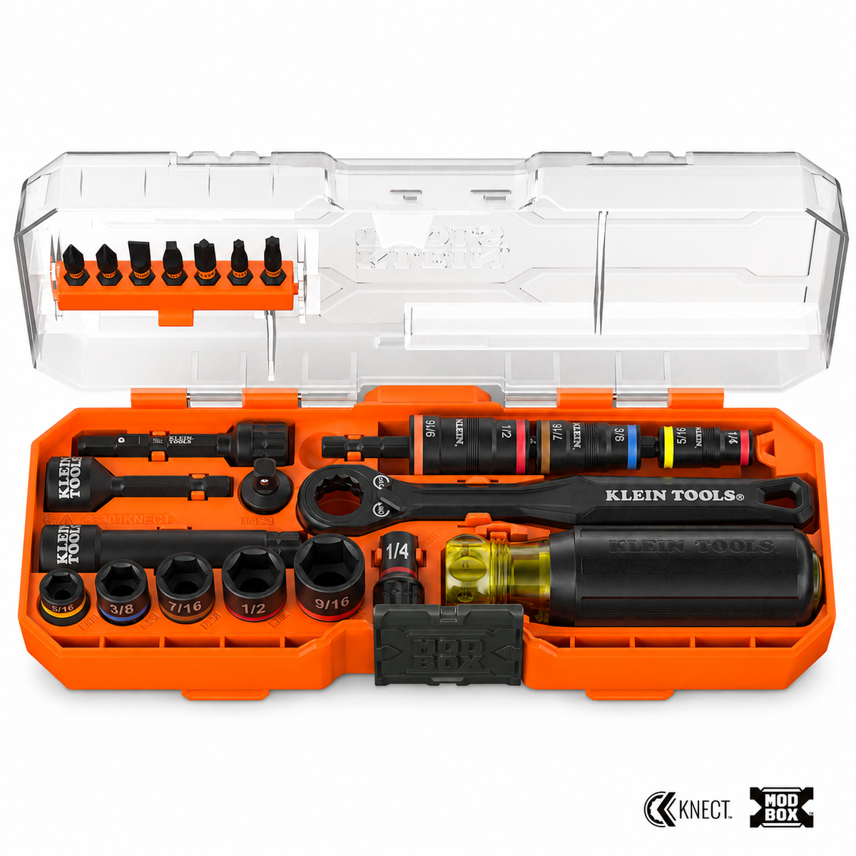Klein Tools® 65301KNECT KNECT™ 23-Piece SAE Pass-Through and Flip Socket Starter Set