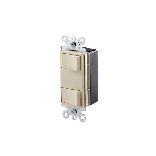 Leviton® Decora® 1755-2I Traditional 3-Way Grounding Combination Switch With Grounding Lead Screw Terminal, Push-In Wiring, 15/20 A, 120 VAC, 1 Poles