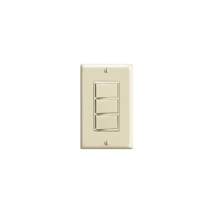 Leviton® Decora® 1755-I 3-Way Non-Grounding Combination Switch With Screw Terminals, Push-In Wiring, 15/20 A, 120 VAC, 1 Poles