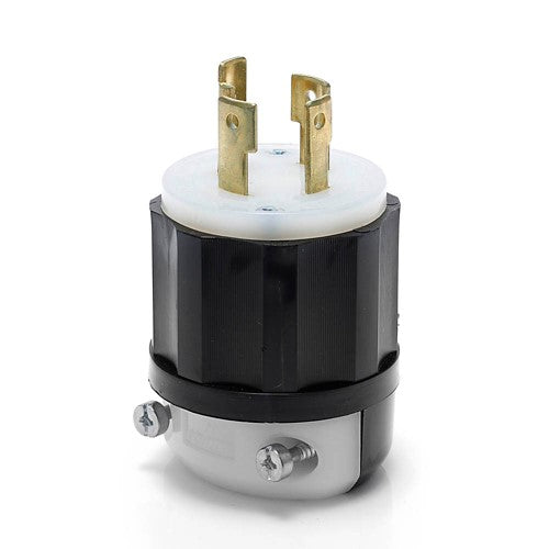 Leviton® 2711 3-Phase Grounding Cable Mount Locking Plug, 125/250 VAC, 30 A, 3 Poles, 4 Wires, Black/White