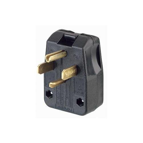 Leviton® 275-E Grounding Straight Blade Angle Plug, 125/250 VAC, 30/50 A, 3 Poles, 4 Wires, Black