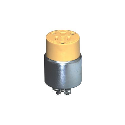 Leviton® 515CA Cable Mount Armored Grounding Straight Blade Connector, 125 VAC, 15 A, 2 Pole, 3 Wire, Yellow