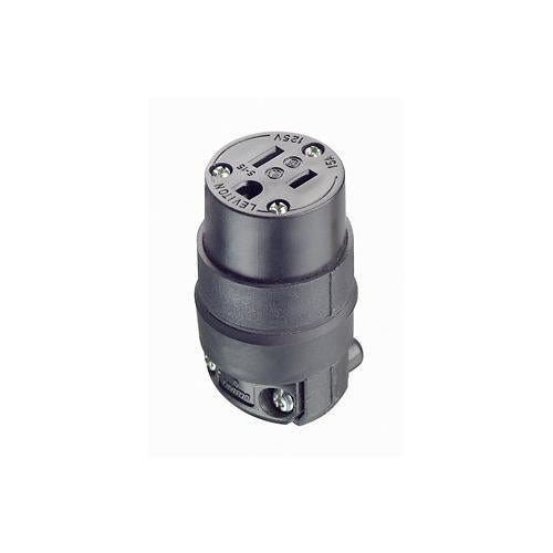 Leviton® 515CR Cable Mount Grounding Straight Blade Connector, 125 VAC, 15 A, 2 Poles, 3 Wires, Black