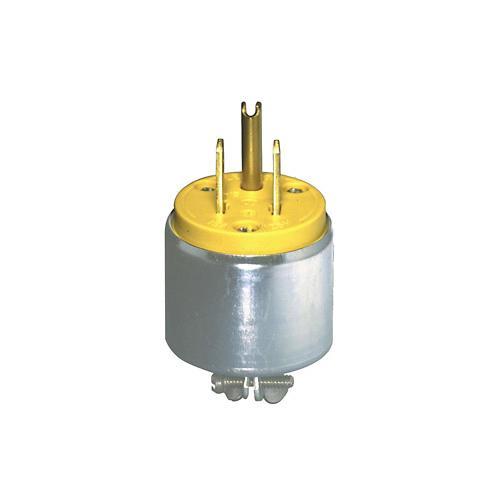 Leviton® 515PA Armored Cable Mount Grounding Straight Blade Plug, 125 VAC, 15 A, 2 Poles, 3 Wires, Yellow