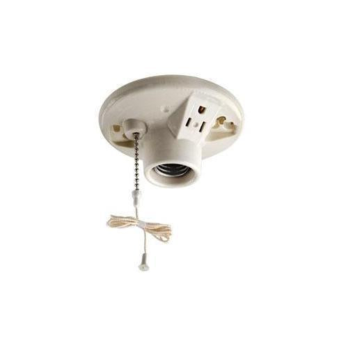 Leviton® 9726-C 1-Piece Pull Chain Lampholder, 660 W Lamp, 125 VAC, 15 A, Medium Incandescent Lamp