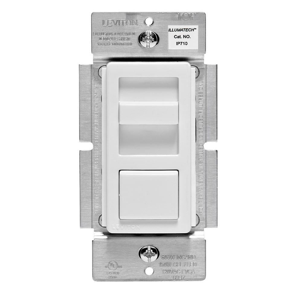 Leviton® Decora® IllumaTech® IP710-D0Z 3-Way Dimmer Switch, 120/277 VAC, 1 Pole, Ivory/Light Almond/White