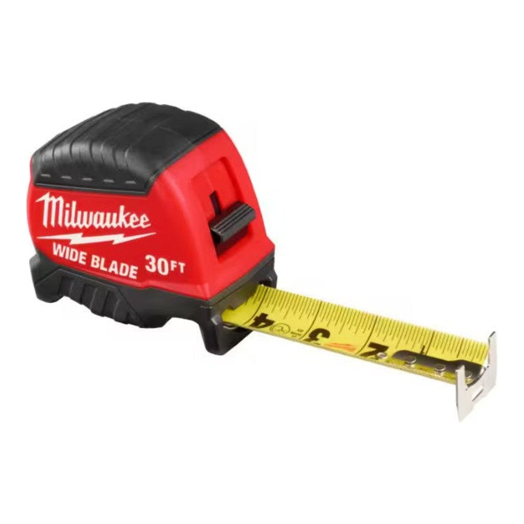 Milwaukee 48221230 30 ft. Wide Blade Tape Measure, 1-1/4 in. Blade, 18 ft. Reach, 15 ft. Standout
