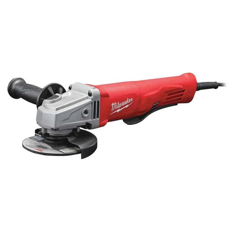 Milwaukee 6141-30 Lock-On Corded Small Angle Grinder, 4-1/2 in Dia Wheel, 5/8-11 Arbor/Shank, 120 VAC, Black/Gray/Red
