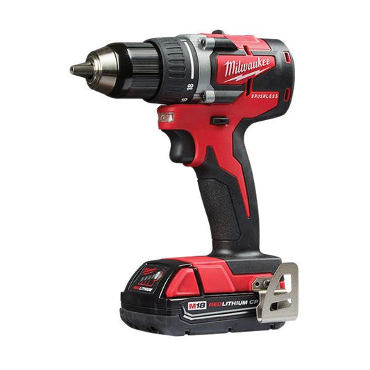 Milwaukee M18 2801-22CT Compact Brushless Cordless Drill Kit, 1/2 in Chuck, 18 VDC, 0 to 500/0 to 1800 rpm No-Load, 6-1/2 in OAL, Li-Ion Battery