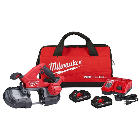 Milwaukee M18 FUEL 2829-22 Compact Cordless Portable Band Saw, 3-1/4 in Cutting, 35-3/8 in L Blade, 18 VDC, 3 Ah Li-Ion Battery