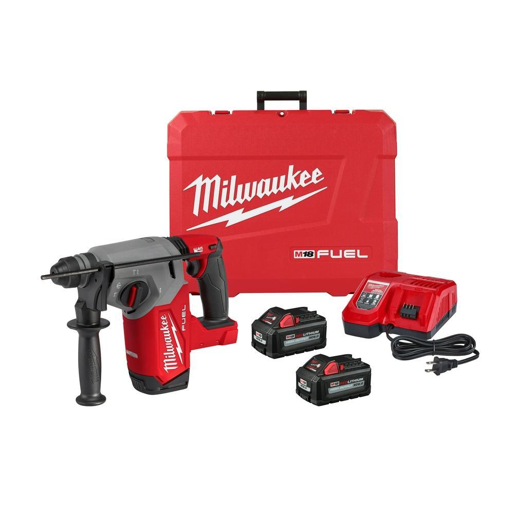 Milwaukee 291222 M18 FUEL 1 in. SDS-Plus Rotary Hammer Kit, 18V, Brushless, AUTOSTOP, 2 Batteries
