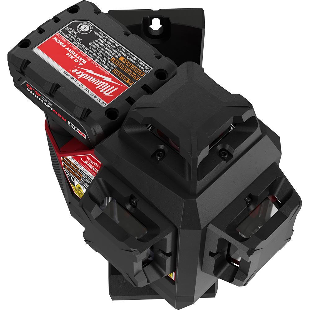 Milwaukee 3632-21 M12 360 deg Automatic Cordless Self Leveling 3-Plane Laser, 125 ft Measuring, +/- 1/8 in at 33 ft Accuracy, 12 V, M12 REDLITHIUM 4.0 XC Battery, Reinforced Nylon Housing