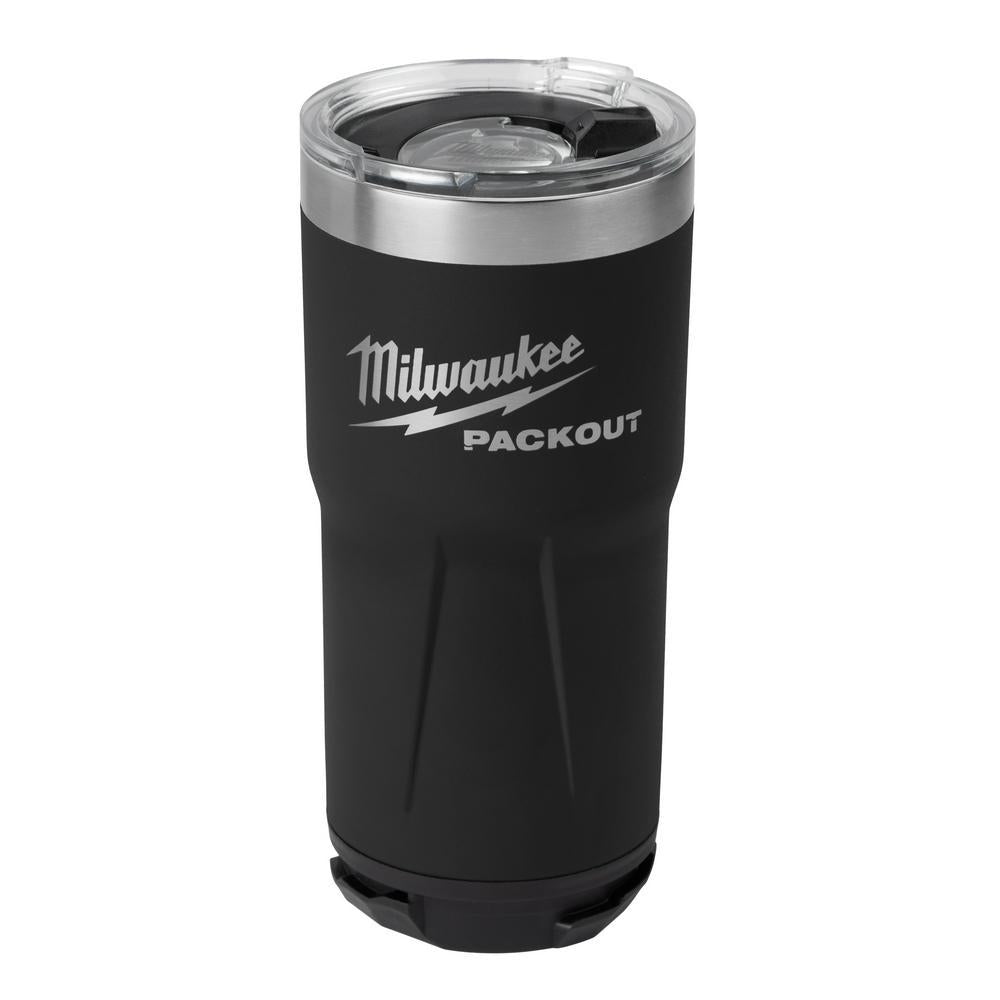 Milwaukee 48228392B PACKOUT 20 oz. Tumbler, Black, Double Wall Vacuum, Longest Temperature Retention