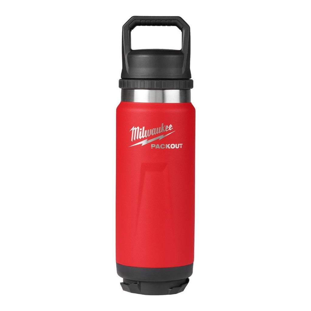 Milwaukee 48228396R PACKOUT 24 oz. Insulated Bottle w/ Chug Lid, Red, Double Wall Vacuum