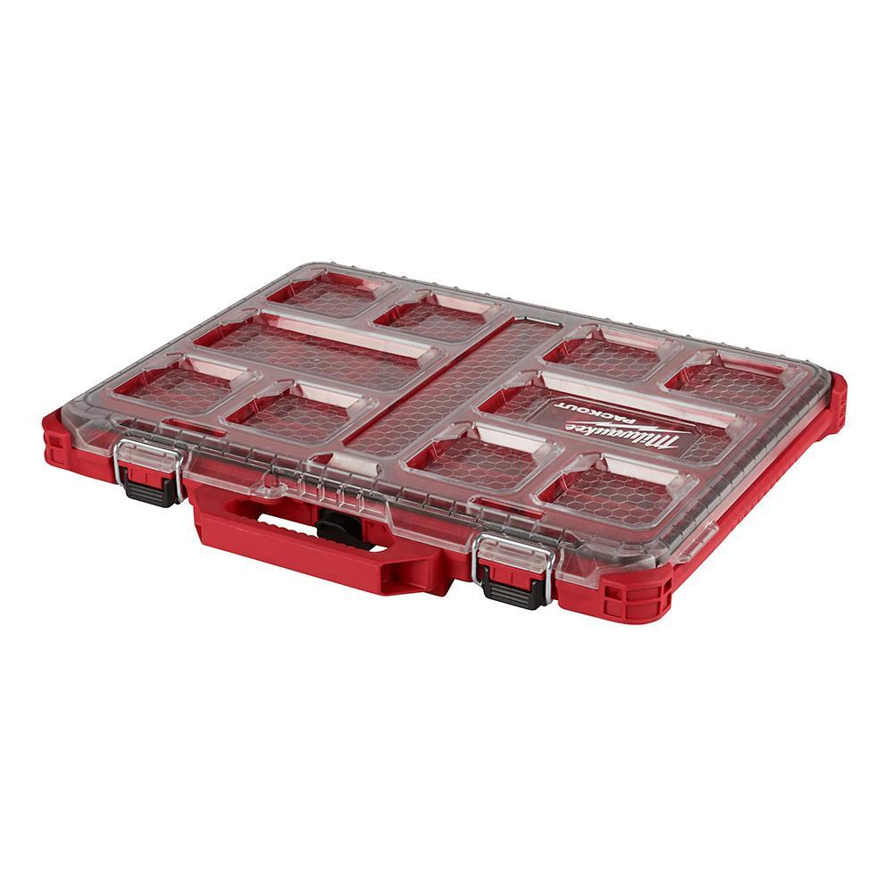 Milwaukee 48228431 PACKOUT Low-Profile Organizer, IP65, 50 lb Capacity, 11-Bin