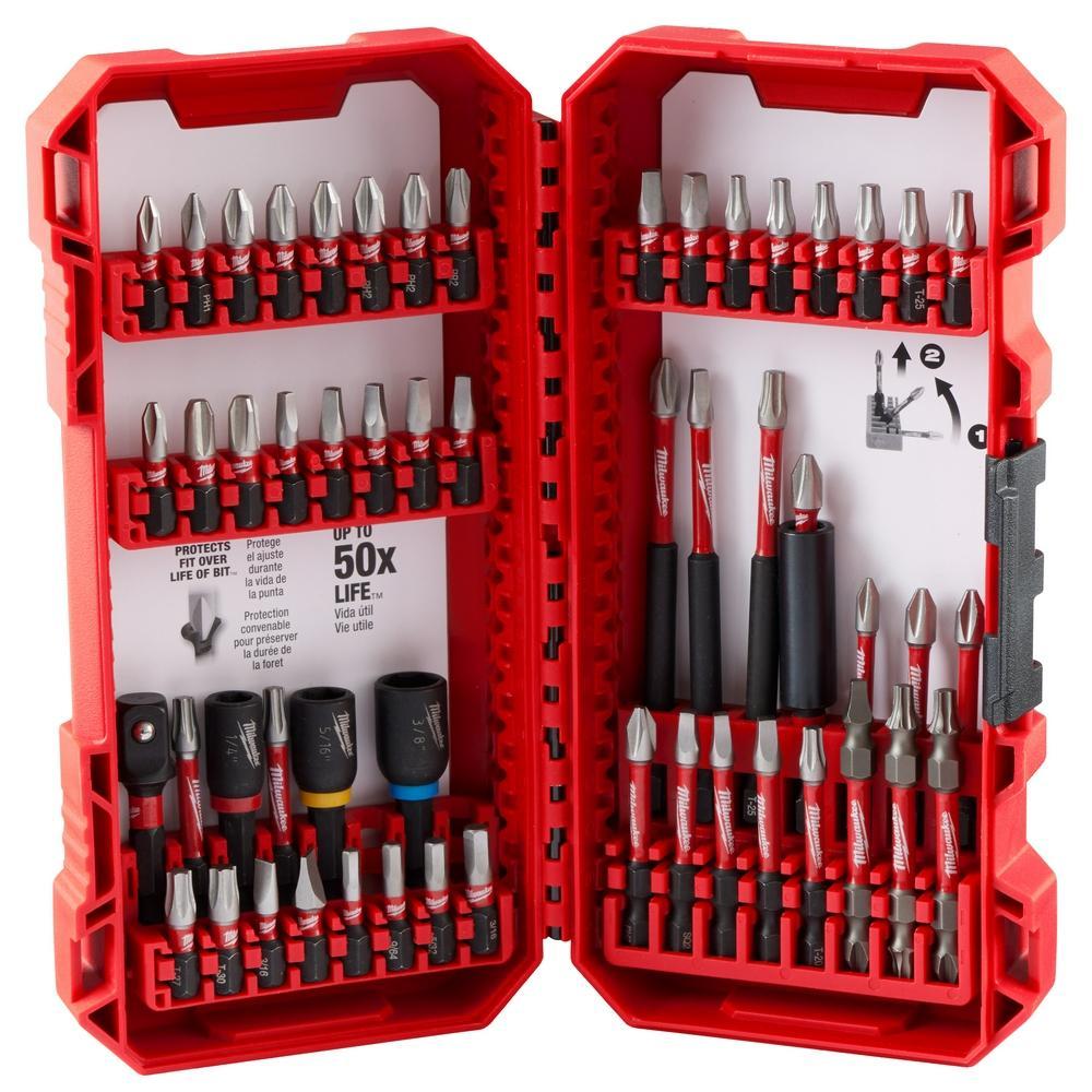 Milwaukee 48324010 SHOCKWAVE Impact Duty 54PC Driver Bit Set, Alloy Steel, Wear Guard Tip